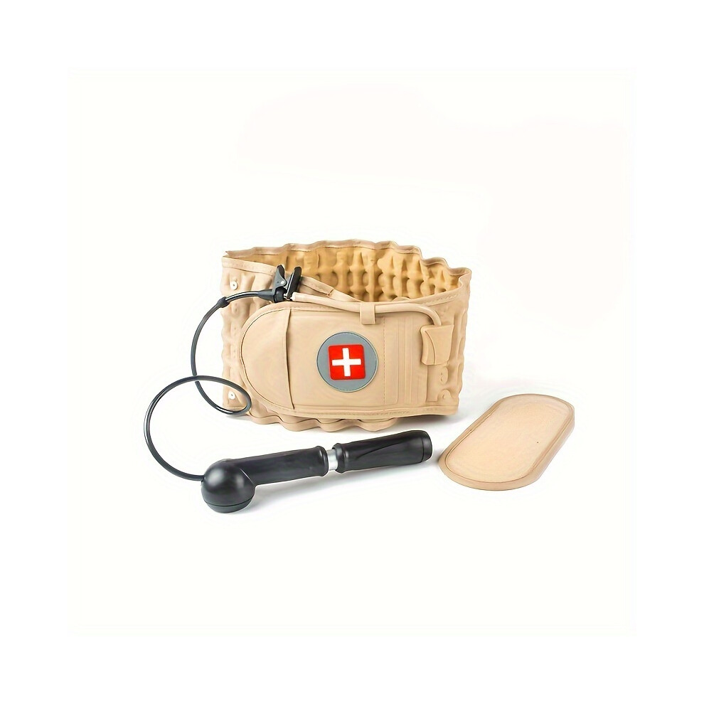 Yetp Star (Khaki) Lumbar Traction Belt Waist Support - Inflatable And Adjustable Fitness Accessories