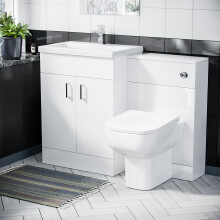 Nes Home White 600mm Basin Sink Vanity WC Unit & Rimless BTW Toilet Pan