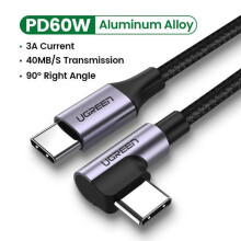 UGREEN USB-C auf USB-C, abgewinkelt, 1 m - Grau/Schwarz