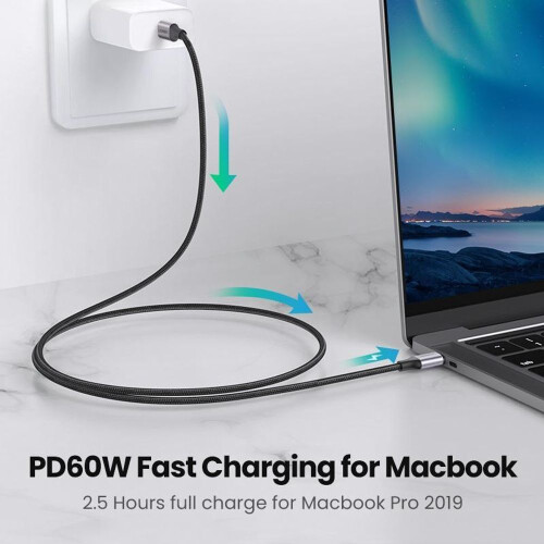 UGREEN USB-C auf USB-C, abgewinkelt, 1 m - Grau/Schwarz 1