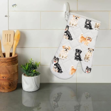 (Cute Dog) Single Oven Glove Gauntlet | Heat-Resistant Mitt for Cooking, Baking, Grilling & BBQ