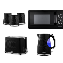 Tower Sonar Black Kettle Toaster Canisters & Microwave Kitchen Set