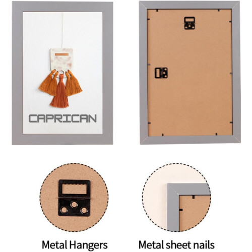 (Grey , A5 (14.8 x 21 cm)) Multi Size MDF Wood Wall-Mounted Photo Frames 2