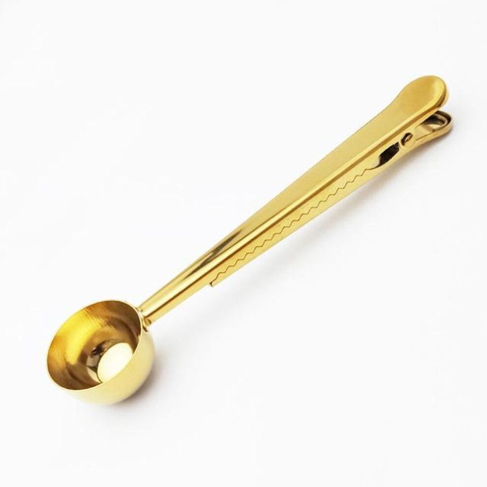(gold) Stainless Steel Coffee Spoon Clip with Espresso Bowl