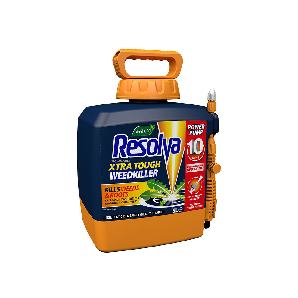 Resolva Pro Weedkiller Xtra Tough 5L Ready-To-Use Power Pump, Non-Glyphosate Systemic Lawn Weed Killer