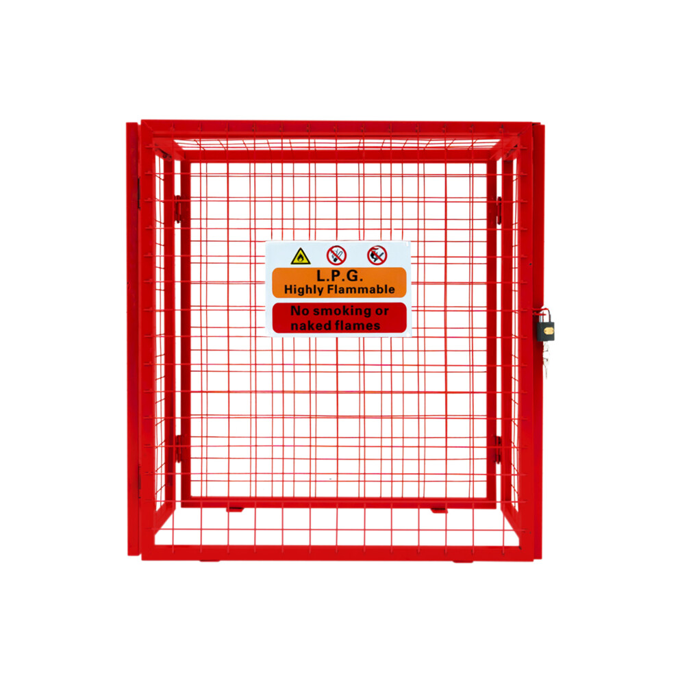 (90 x 80 x 43) Red Mesh Gas Bottle Cage