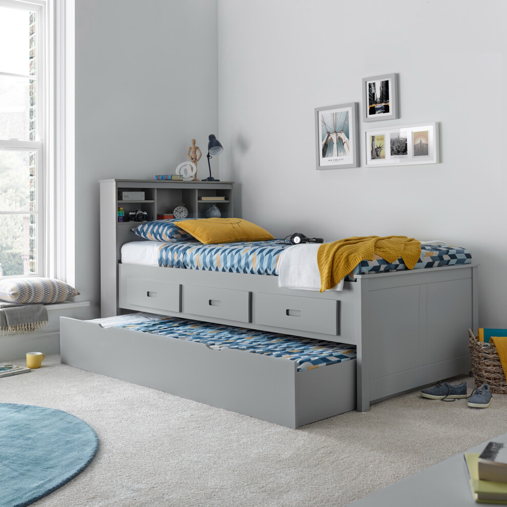 Bedmaster (, Yes) Veera Guest Bed Day Bed Trundle Bookcase Grey