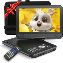 Portable DVD Player, 12.5 Inch with Car Mount, Rotatable 10.5 Inch LCD, 4~6 Hours Continuous Playback, Multi Region, Memory Recovery Function, Sync TV