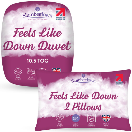 Slumberdown (10.5 + 2 Pillows, Single) Slumberdown Feels Like Down Duvet Hypoallergenic
