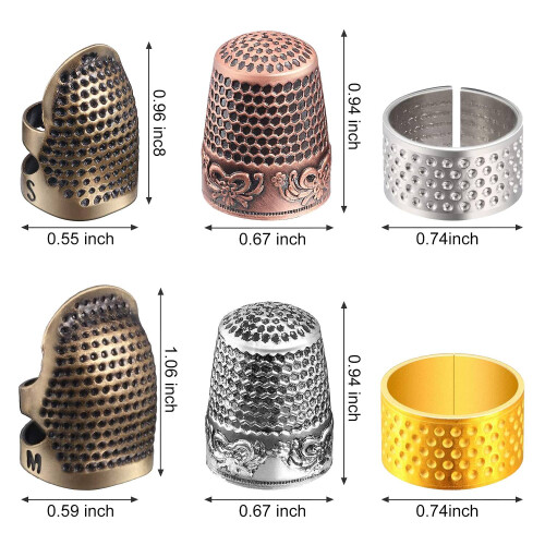 6 Pieces Sewing Thimble Finger Protector,Adjustable Metal Finger Shield Protector for Sewing Embroidery Needlework 1