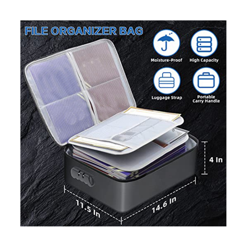 Document Bag with Lock - Fireproof Moisture Proof 3-Layer 15X11 Inch Important Document Organizer (Silver) 2