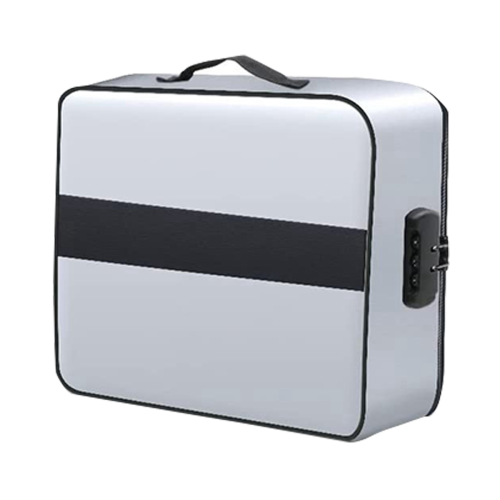 Document Bag with Lock - Fireproof Moisture Proof 3-Layer 15X11 Inch Important Document Organizer (Silver)