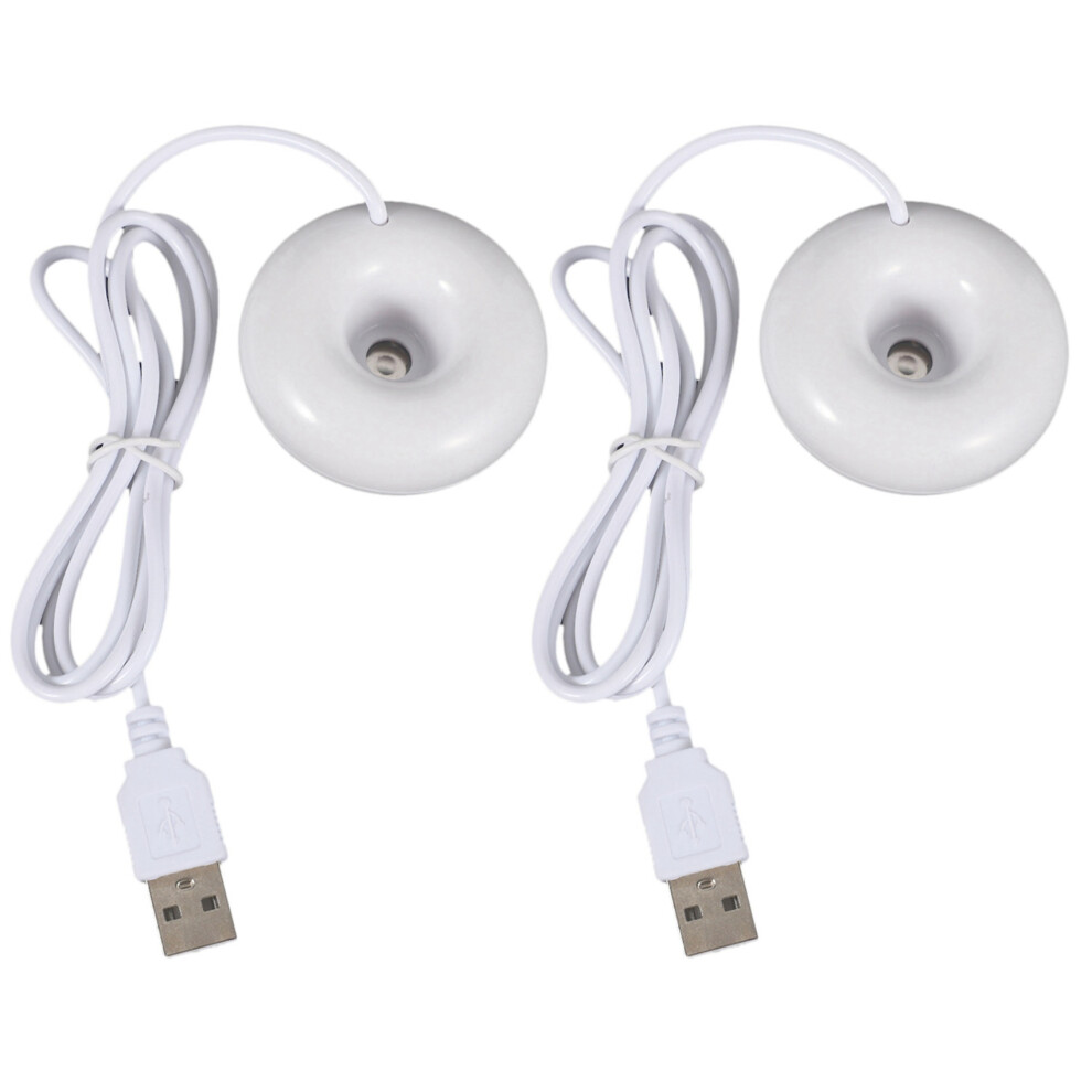 2X Umidificatore A Ciambella Bianco Usb Da Ufficio Mini Umidificatore Da Tavolo Portatile Purificatore D'aria Bianco