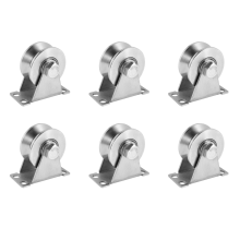 6-Pack V-Type Stainless Steel Pulley Block Mute Bearings Groove Sliding Roller Track Wheel