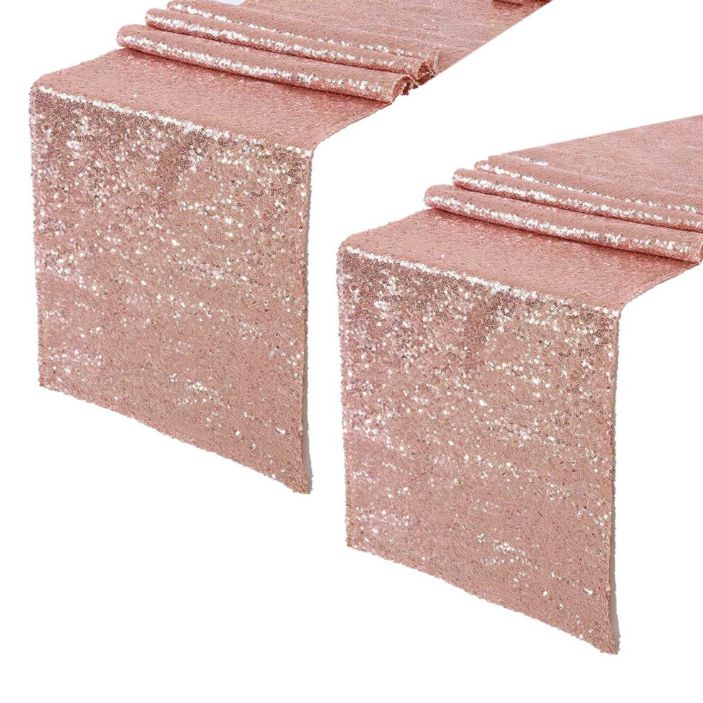 2X Scintillanti Runner Da Tavolo In Paillettes Oro Rosa 12X71 Pollici Tavolo Scintillante Per Matrimonio Festa Anniversario Compleanno Tovaglia