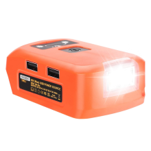 Adattatore per batteria al litio da 20 V, caricabatteria USB, luce di lavoro a LED con doppio caricabatteria USB e porta da 12 V
