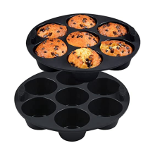 Teglia per muffin in silicone per friggitrice ad aria, forno, pentola da 8,4 pollici riutilizzabile in silicone gratuito, confezione da 2