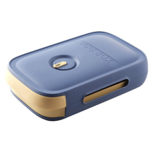 Contenitore per uova da frigorifero a cassetto, con promemoria data, vassoio per uova in plastica impilabile per utensili da cucina (blu)