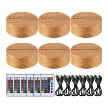 6 Pcs Christmas 3D Night LED Lamp Base Gift 16 Colors LED Light Display Base with Remote Control USB Cable Lamp Base