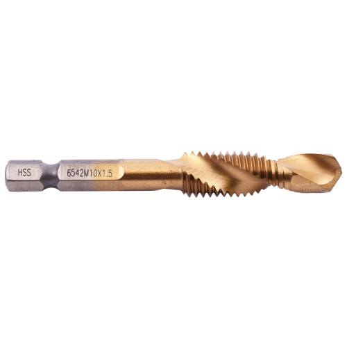 6Pcs HSS Titanium M3 - M10 Combination Hex Deburr Countersink Tap Drill Bit Set 1