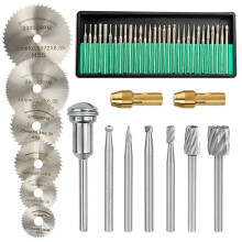 45 pezzi Set di accessori per incisione diamantata Set di lame per seghe circolari HSS Punte per fresatura per punte da trapano Accessori rotanti