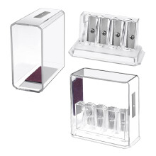 Temperamatite da carpentiere, 2 pezzi Temperamatite manuale a punta lunga con coperchio in plastica Temperamatite portatile a 4 fori