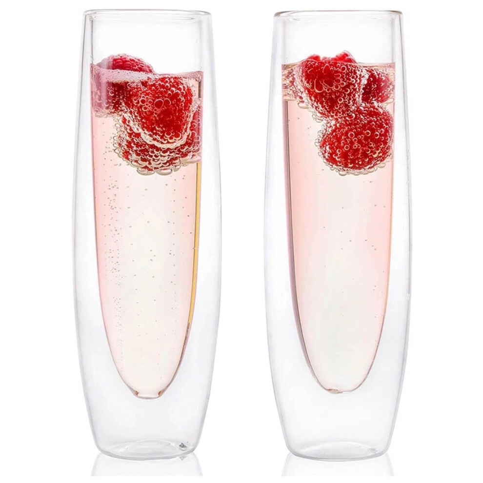 Pezzi Bicchieri Da Champagne In Vetro Bicchieri Spumanti Senza Manico A Doppio Strato Bicchieri Da Vino Rosso Di Alta Qualit? Bicchieri Trasparenti