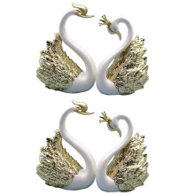 4 Pieces of Swan Ornaments Figurines,Swan Cake Decoration,Car Figurines Decoration,Home Wedding A