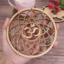 16Pack 14cm Wooden Wall Sign Flower of Life Shape Coaster Wood Wall Art DIY Coaster Geometry