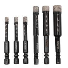 Set di 6 punte da trapano diamantate nere a secco per ceramica, marmo, piastrelle, pietra, vetro, materiali duri 5/6/8/10/12 mm