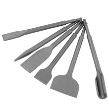 Manico rotondo, due fosse e due scanalature, scalpello elettrico a percussione, set da 6 pezzi, punta per cemento armato per piegare e spalare muri.