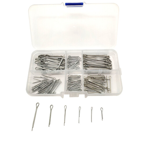 350Pc SPLIT PINS Cotter Fixings Set Assorted Sizes Zinc Plated Steel Hard Case 1