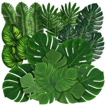 88 pezzi foglie di palma giungla 8 tipi di foglie di monstera tropicale finte con steli per festa a tema spiaggia luau hawaiano