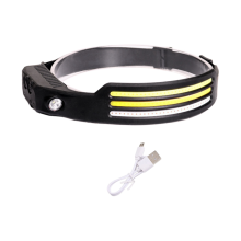 Lampada frontale a induzione COB Lampada frontale Torcia elettrica Ricaricabile tramite USB (Luce bianca, gialla e rossa)