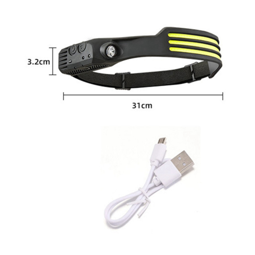 Induction Head Light Lamp COB Head Light Lamp Headlight Flashlight USB Rechargeable (White Light) 1