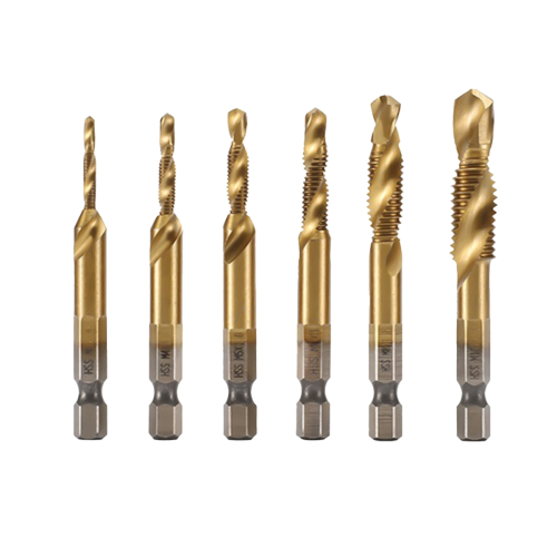 High-Speed Steel Drilling Tapping Chamfering Integrated Drill Bit Set 6Pc Composite Tap Deburring Drill Bit