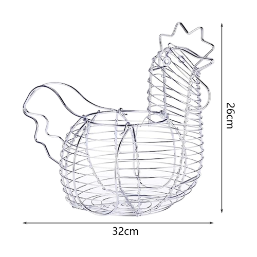 Metal Wire Egg Baskets for Eggs, Chicken Shaped Egg Holder, Rustic Round Baskets Gathering Egg with Handle 1
