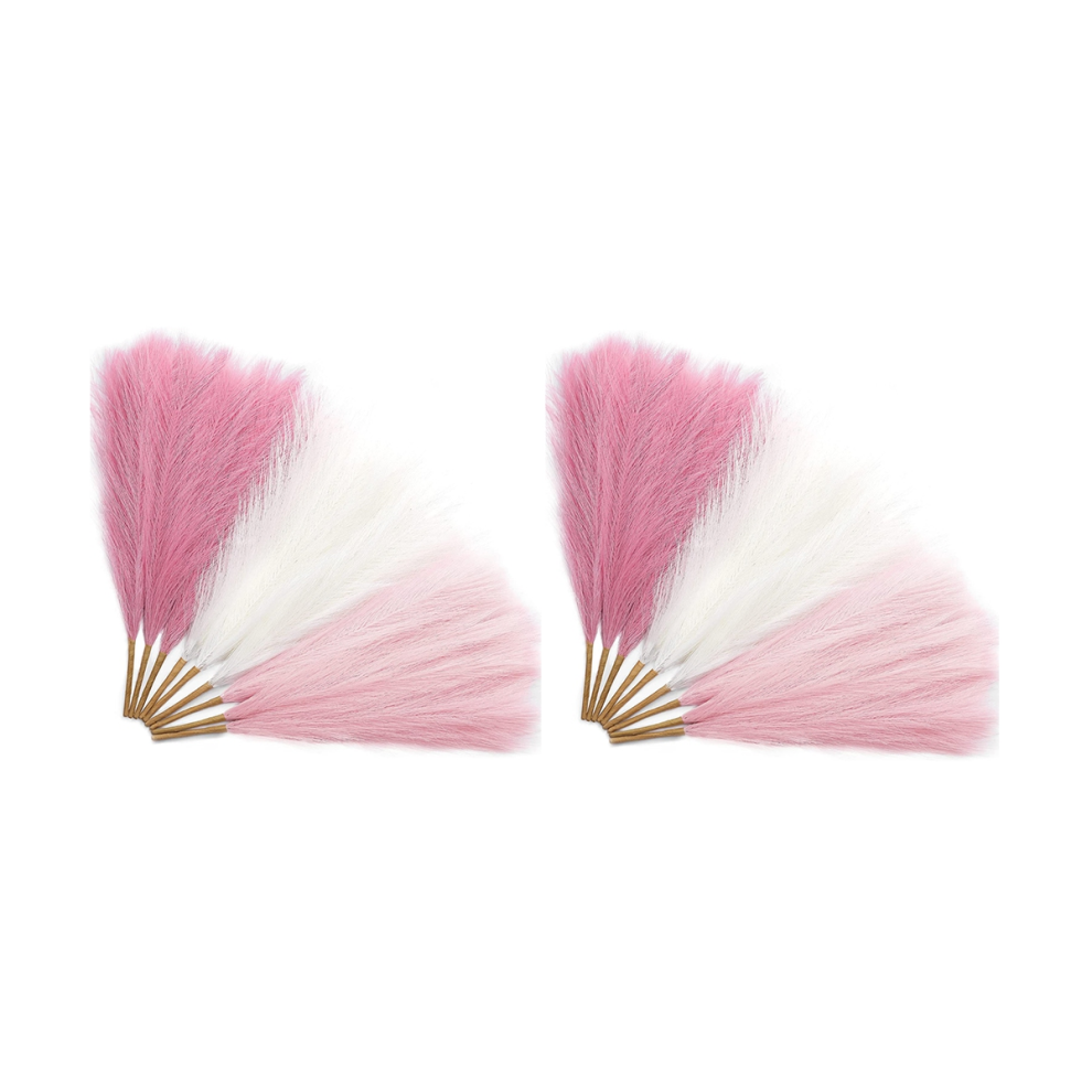 18 Pezzi Di Erba Di Pampa Rosa 17,7 Pollici, Erba Di Pampa Artificiale Finta Rosa Pompas Erba Decorazione, Erba Arrossata Decorazione Boho (A)