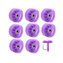 8 Pack 32 x 58mm 82A Roller Skate Wheels with Bearing,with Multi-Function Skateboard Roller Skating Accessories Purple