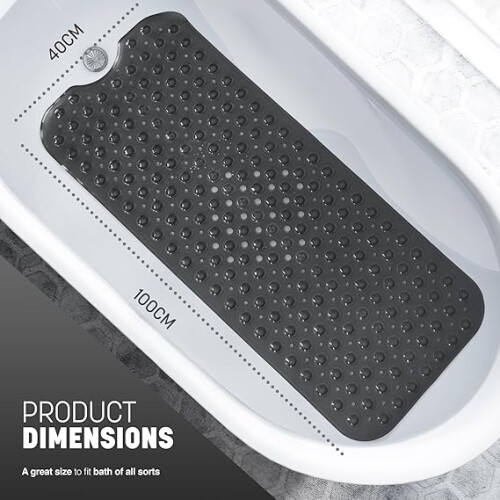 Keplin Premium Non-Slip Bath Mat 40x100cm, Black 2