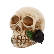 Decorazione per la casa Statua di teschio di Halloween Luce LED Giorno dei morti Fiore teschio Figurina Luce notturna Resina Orrore Teschio Prop A