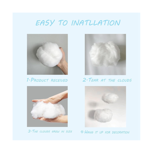 9PCS Clouds for Ceiling, Cotton Simulation Hanging Cloud Decoration, 3D Artificial Clouds Props 2