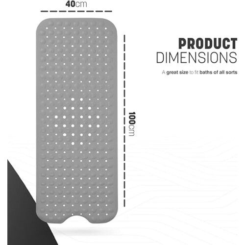 Keplin Premium Non-Slip Bath Mat 40x100cm, Grey 2