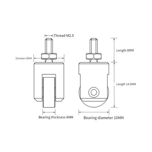 Roller Contact Point for Dial Indicator 10mm Diameter Wheel M2.5 Thread Stainless Steel Roller Measuring Head 1
