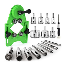 Kit di seghe a tazza diamantate 17 pezzi set di punte da trapano con doppia ventosa guida di fissaggio da 4 mm a 83 mm trapano cavo