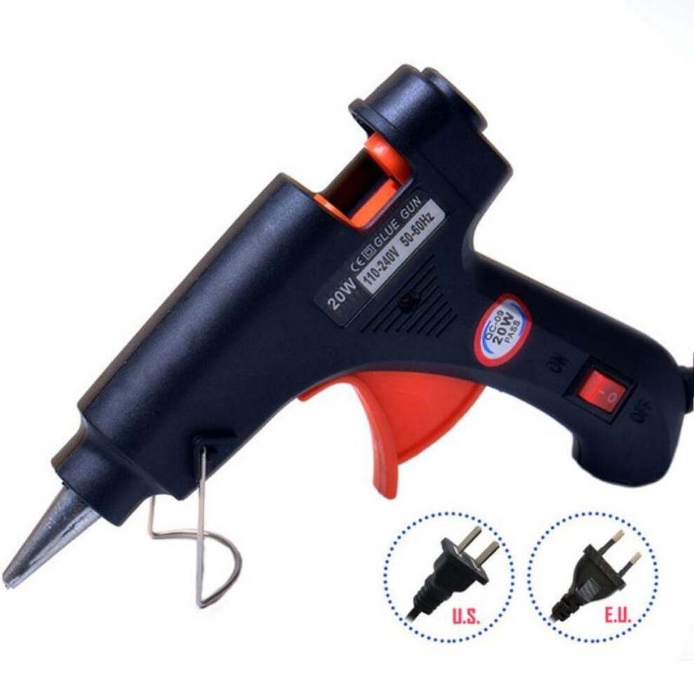 (black, EU Plug) Mini 20w Melt Glue Gun for Sealing Wax Stick Professional High Temp Heater Hot Glue Gun Repair Heat Tool Fit 7mm Glue Sticks