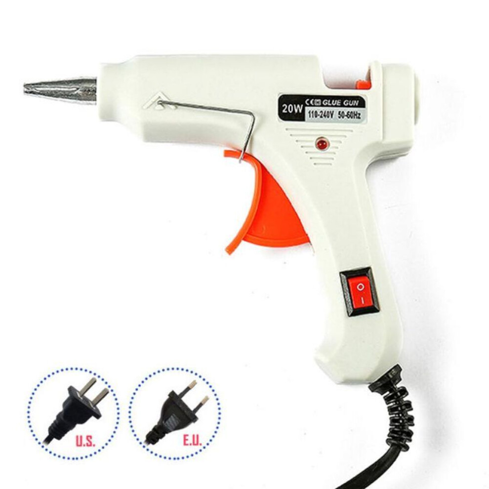 (white, EU Plug) Mini 20w Melt Glue Gun for Sealing Wax Stick Professional High Temp Heater Hot Glue Gun Repair Heat Tool Fit 7mm Glue Sticks
