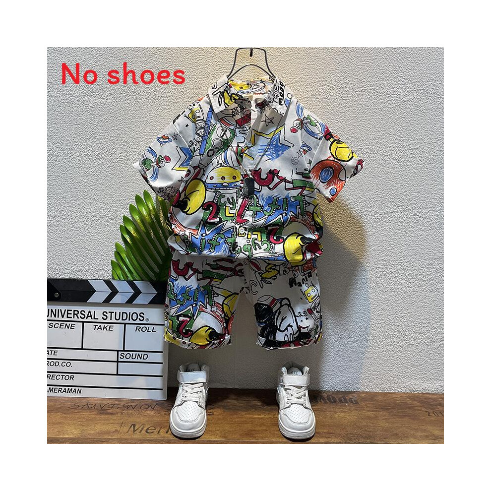(140 cm) Boys Summer Playful Clothing Set With Trendy Floral Shirt And Cool Short For Kids Pants-image-OPC-PFZNP8X-NEW