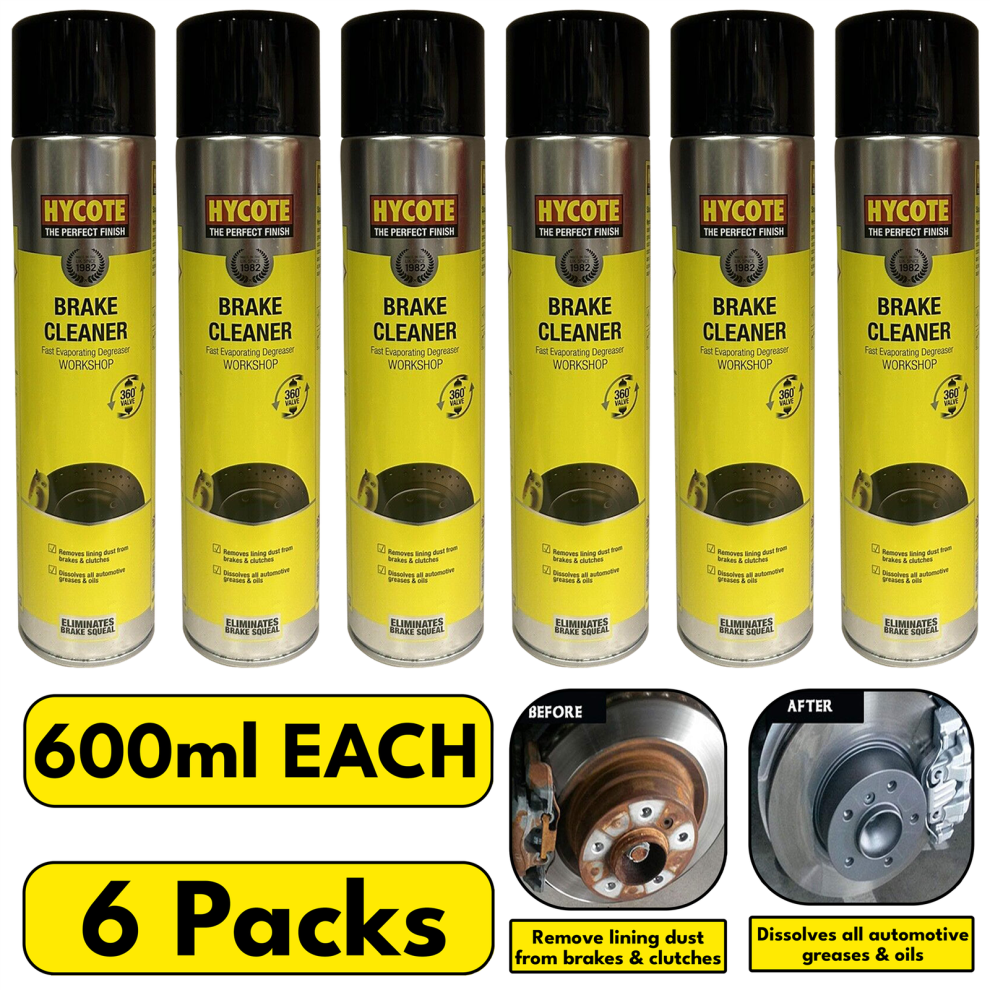 6 X Hycote Brake Cleaner Spray 600ml Degreaser Disc Clutch Parts