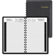 At A Glance 5 x 8 in. Daily Appointment Book, Simulated Leather - Black
